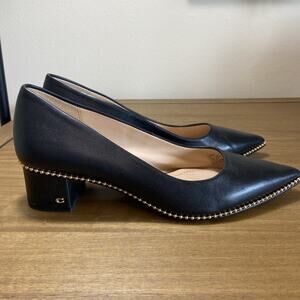 Coach Black Smooth Leather Beadchain Willa Pumps Heels Shoes FG4610 Womens 6.5B